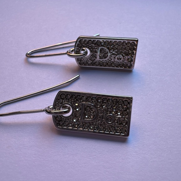 Vintage Christian Dior Silver Pavé Earrings with Sparkling Crystal - Picture 2 of 5